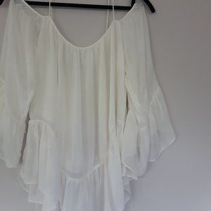 Zara Chifon Top with Frills in White